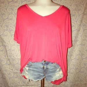 PIKO rolled sleeve v neck